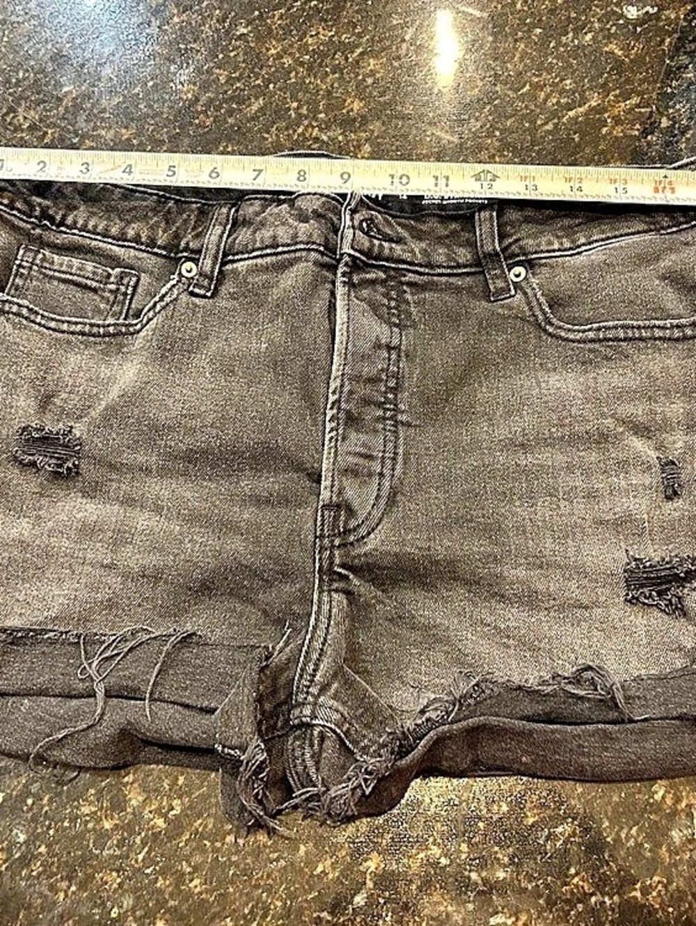 Old Navy O.G. Straight High-Rise Secret-Smooth Pocket Cut-Off Jean Shorts Black